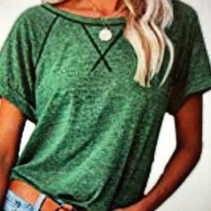 Short sleeve v-neck casual loose fit tee
